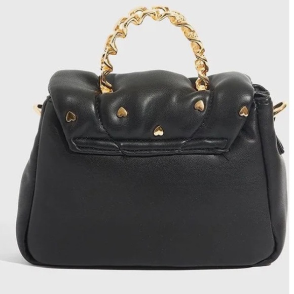 SKINNYDIP LONDON Leo Puffy Mini Tote Handle/Crossbody. Black w/gold ❤️ studs NWT - Picture 3 of 11